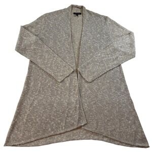 Eileen Fisher Beige Linen Blend Open Front Cardigan Sweater Marled Women's M